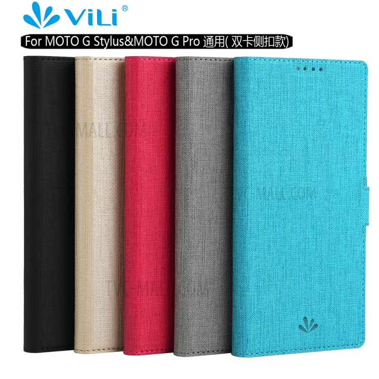 VILI DMK Leather Double Cards Side Buckle Style Phone Cover for Motorola Moto G Stylus/Moto G Pro - Grey-19