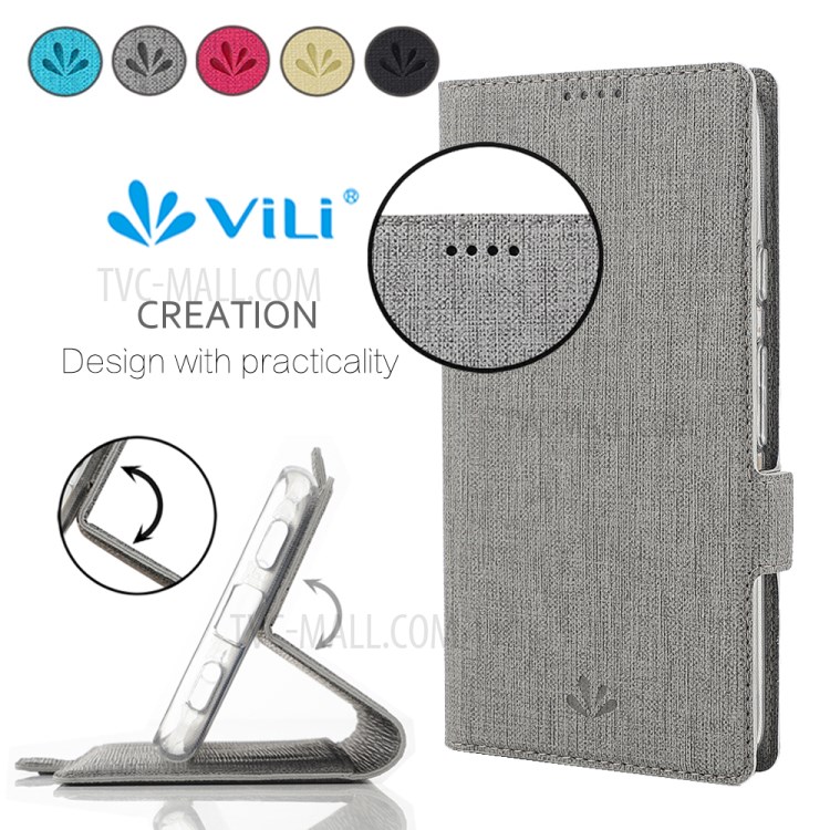 VILI DMK Leather Double Cards Side Buckle Style Phone Cover for Motorola Moto G Stylus/Moto G Pro - Grey-2