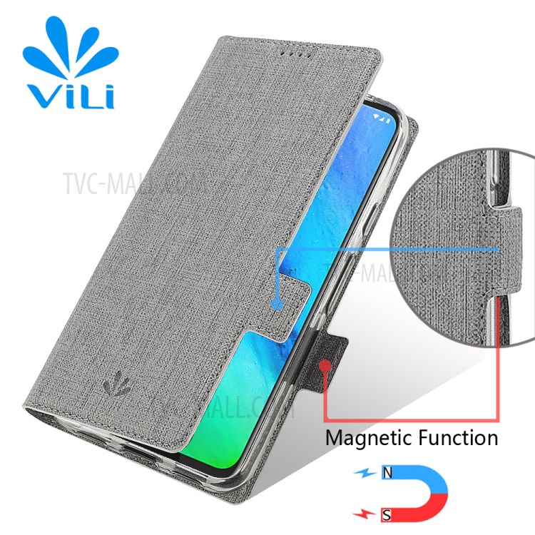 VILI DMK Leather Double Cards Side Buckle Style Phone Cover for Motorola Moto G Stylus/Moto G Pro - Grey-4