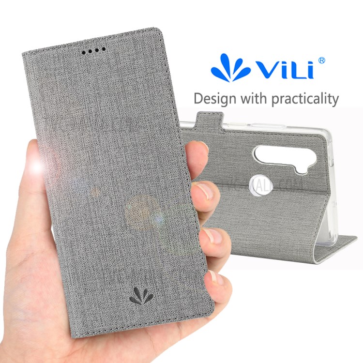 VILI DMK Leather Double Cards Side Buckle Style Phone Cover for Motorola Moto G Stylus/Moto G Pro - Grey-9