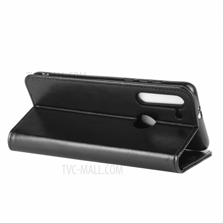 Crazy Horse Leather Wallet Stand ProtectiveCover for Motorola Moto G8 - Black-7