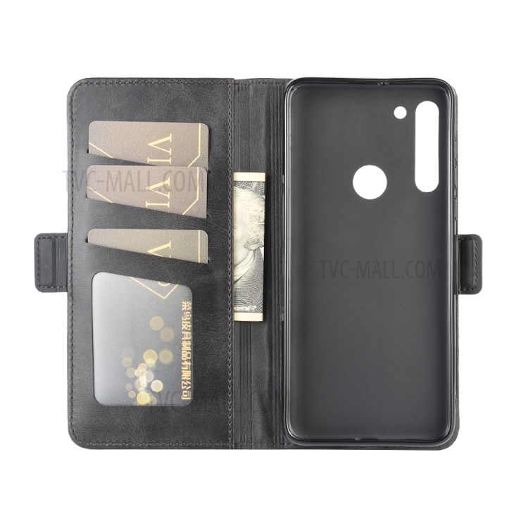 Magnet Closure Leather Wallet Stand Phone Case Cover for Motorola Moto G8 - Black-4