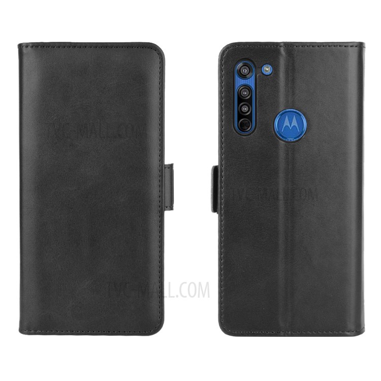 Magnet Closure Leather Wallet Stand Phone Case Cover for Motorola Moto G8 - Black-7