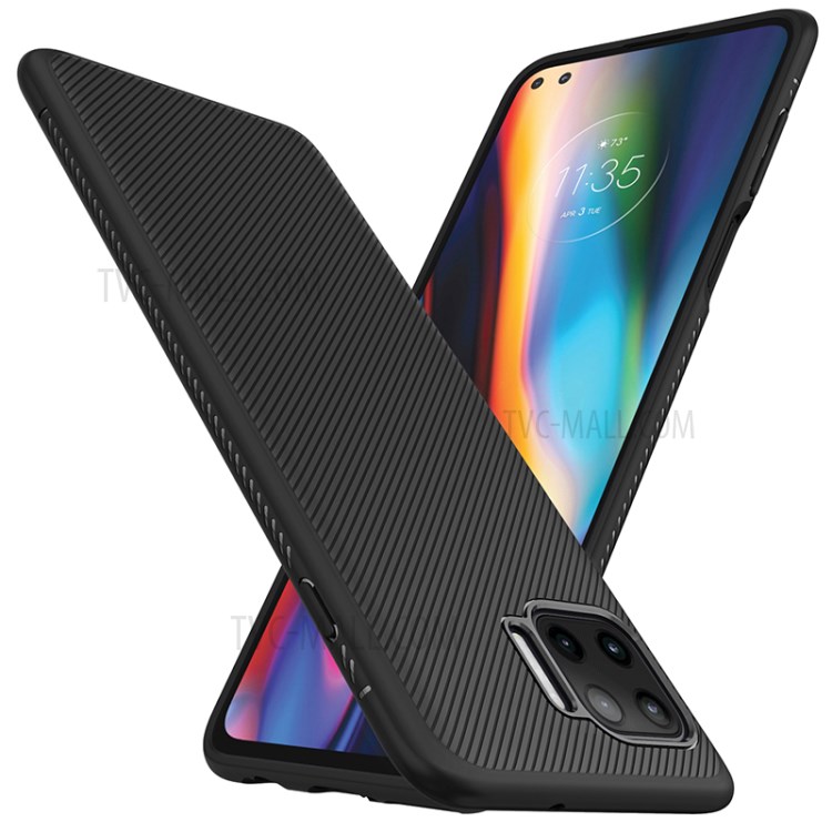 Jazz Series Twill Texture Soft TPU Protective Shell for Motorola Moto G 5G Plus - Black-1