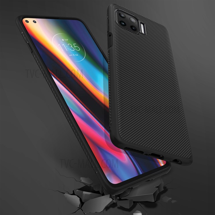 Jazz Series Twill Texture Soft TPU Protective Shell for Motorola Moto G 5G Plus - Black-6
