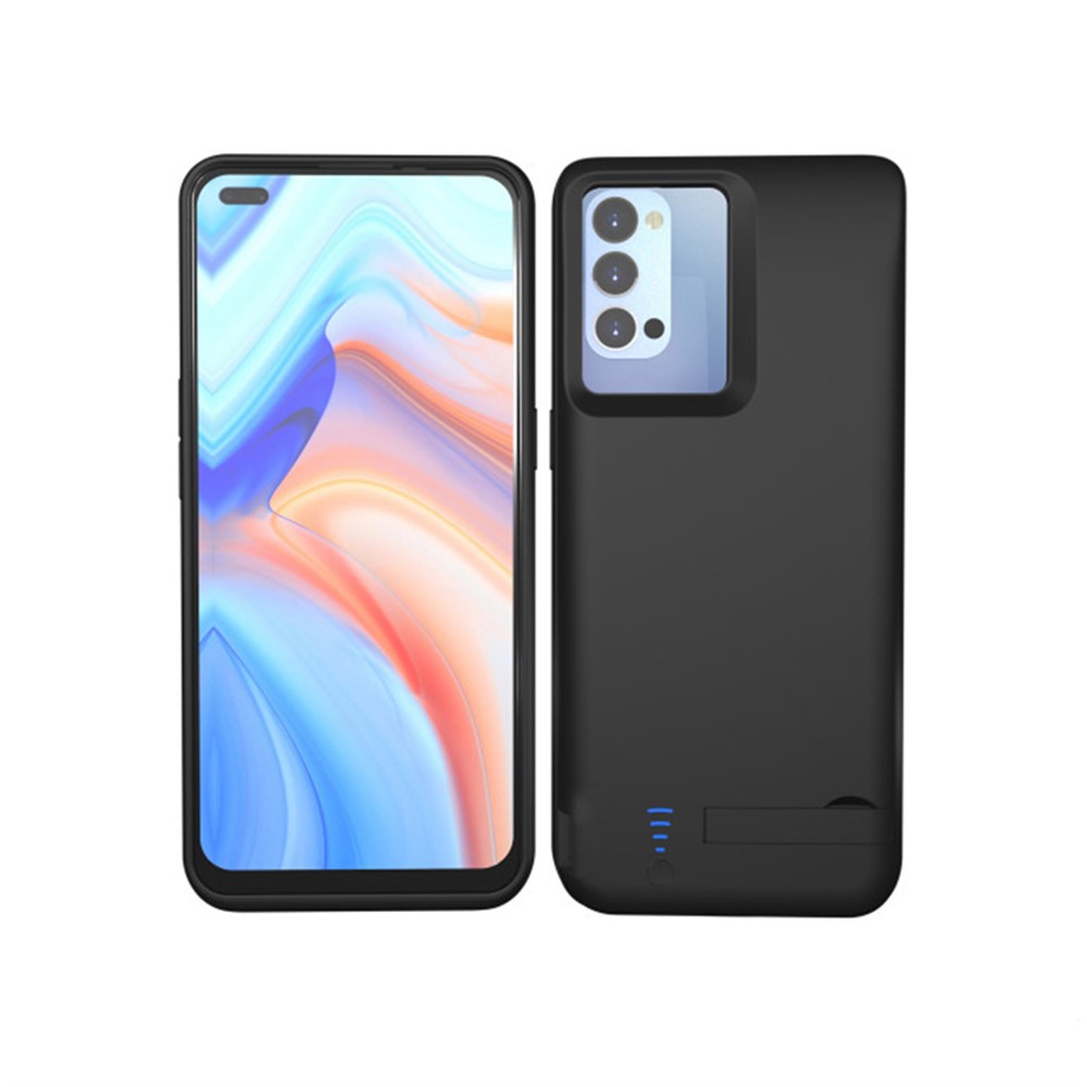 Custodia Per Caricabatterie da 5000mah Con Porta USB Kickstand Per Oppo Reno4 5G - Nero