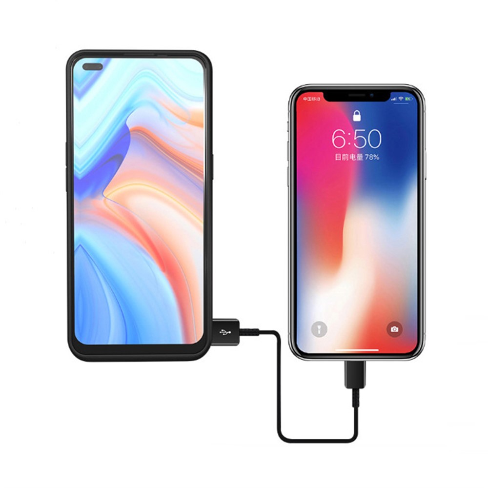 Custodia Per Caricabatterie da 5000mah Con Porta USB Kickstand Per Oppo Reno4 5G - Nero