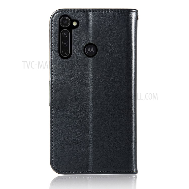 Imprinted Dream Catcher Owl Leather Wallet Case for Motorola Moto G Stylus/G8 Stylus - Black-8
