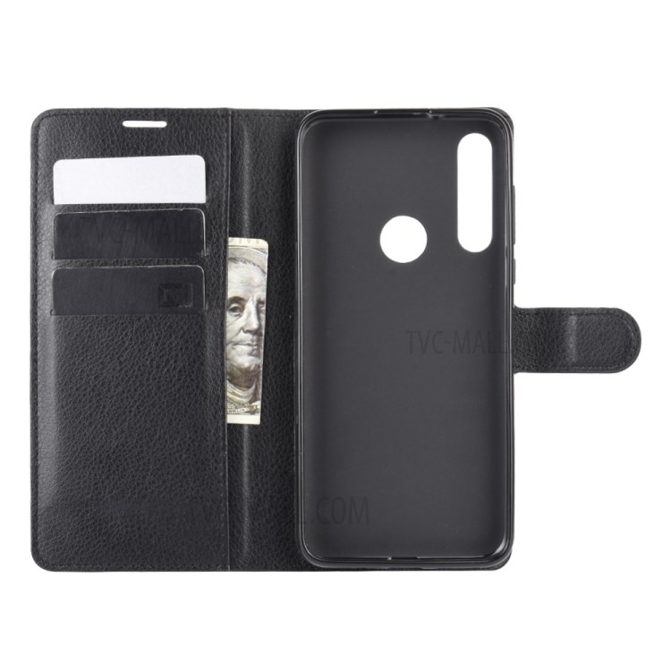 Litschi Haut Magnetischen Lederstandplatzfall Für Motorola Moto G Schnell - Schwarz-3