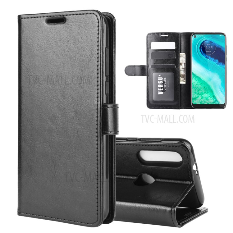 Crazy Horse Leder Geldbörse Stand Protectivecover Für Motorola Moto G Schnell - Schwarz-2