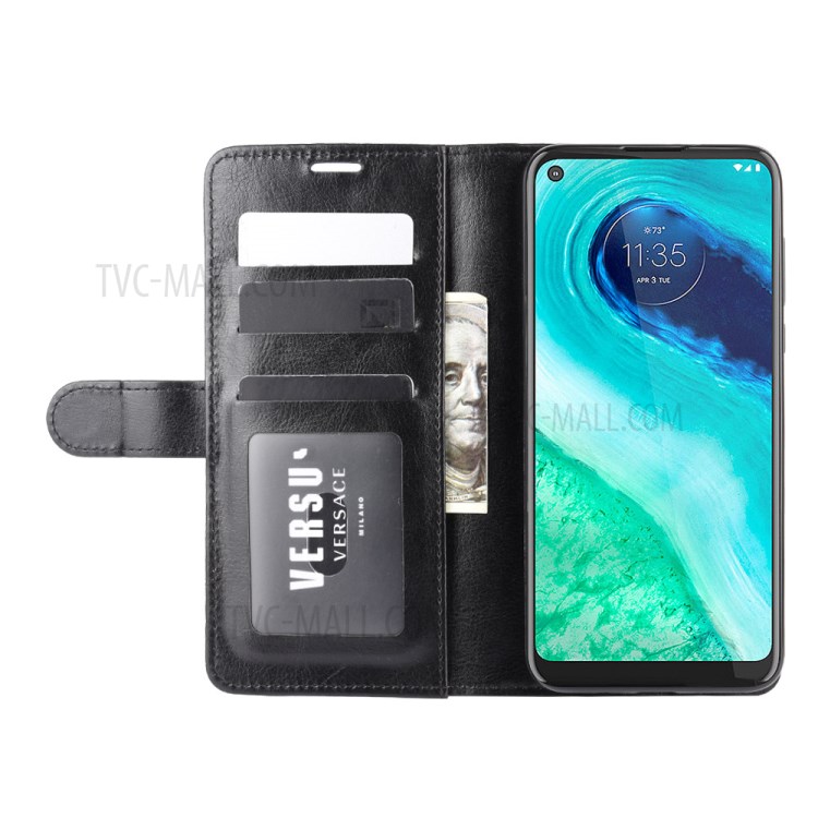 Crazy Horse Leder Geldbörse Stand Protectivecover Für Motorola Moto G Schnell - Schwarz-6