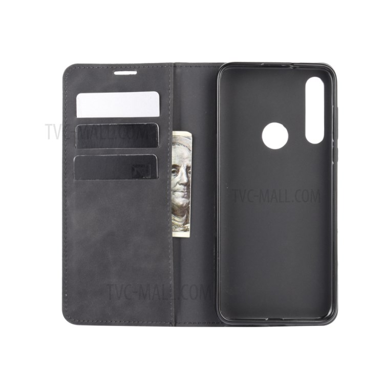 Silky Touch Leather with Wallet Stand Case for Motorola Moto G Fast - Black-2