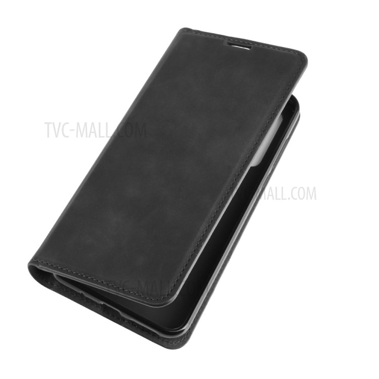 Silky Touch Leather with Wallet Stand Case for Motorola Moto G Fast - Black-7