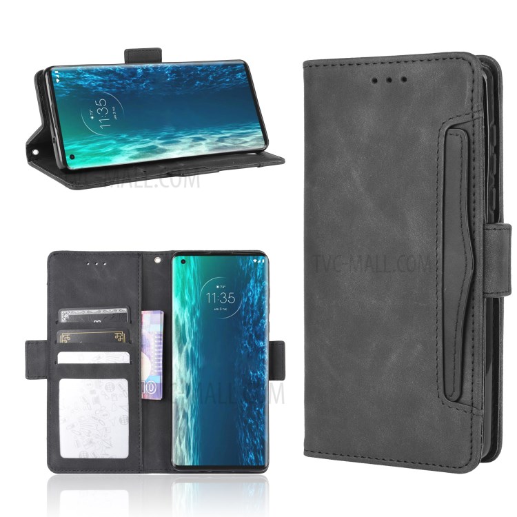 Wallet Leather Stand Case for Motorola Edge - Black-1