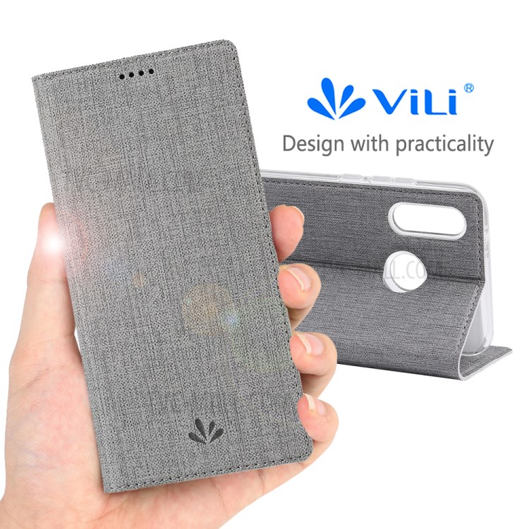 VILI DMX Cross Texture Card Holder Protective Leather Case for Motorola Moto G Fast - Grey-11