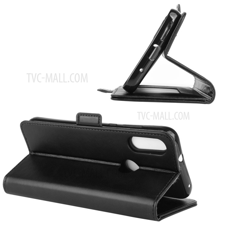 Double Clasp Flip Leather Shell Wallet Stand Phone Case for Motorola Moto E (2020) - Black-5