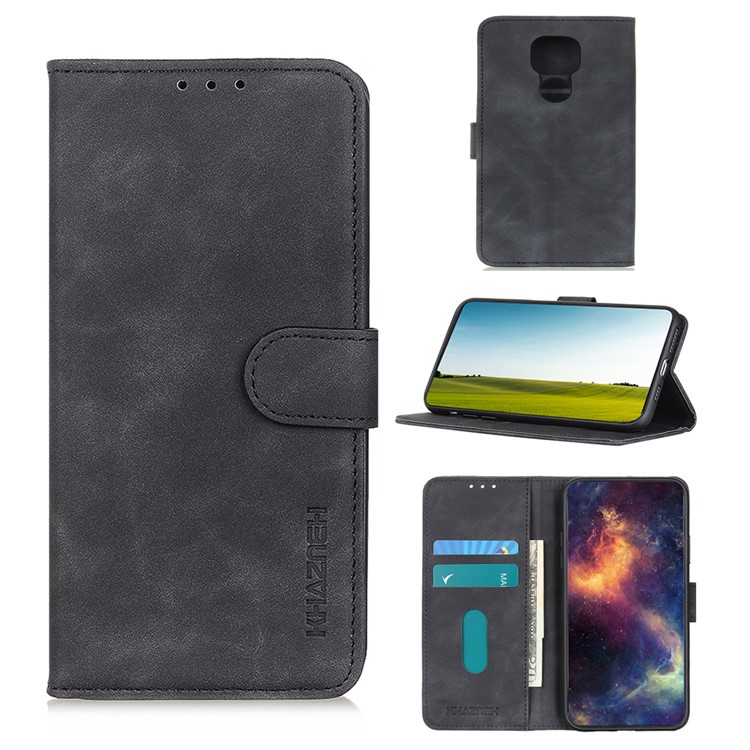 KHAZNEH Retro Style Leather Wallet Special Case for Motorola Moto G9 Play - Black-11