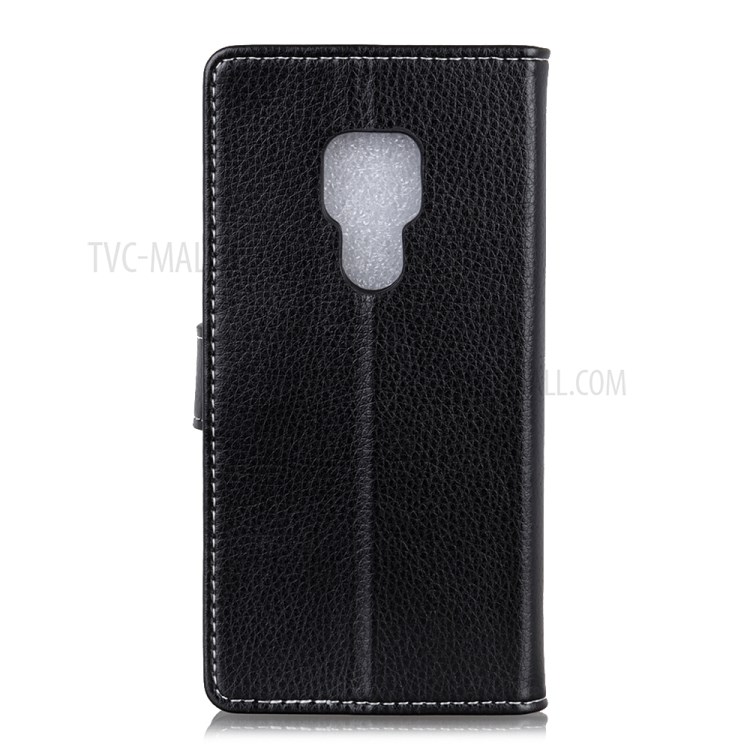 Couverture Élégante en Cuir de Peau Litchi Soft Pour Motorola Moto G9 Play / Moto G9 (inde) / Moto E7 Plus - le Noir