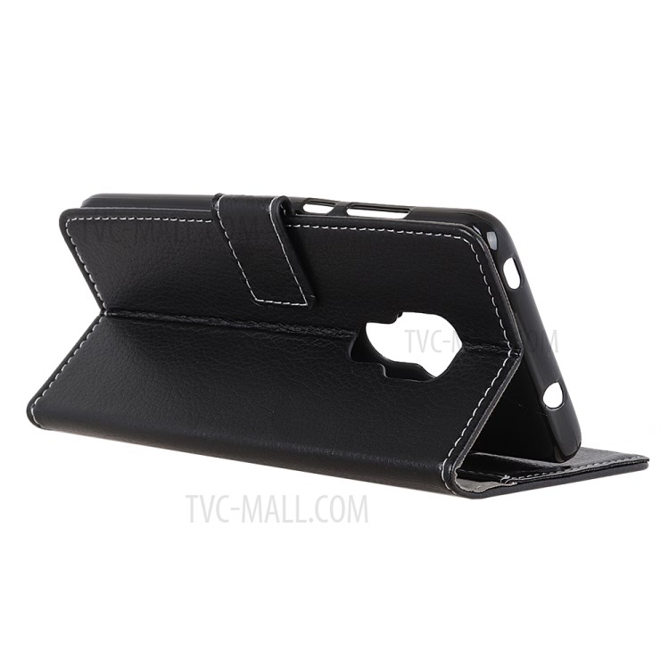 Capa de Couro de Pele Litchi Suave Para Motorola Moto G9 Play/Moto G9 (índia)/moto E7 Plus - Preto