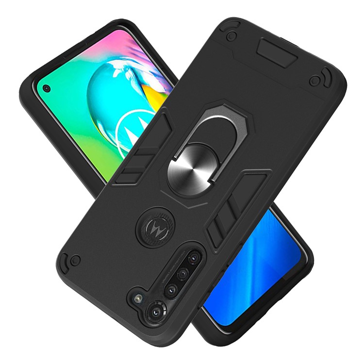 Descrevível 2 em 1 PC + TPU Combo Phone Shell Para Motorola Moto G8 Power - Preto