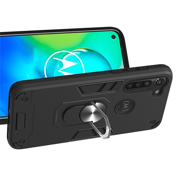 Descrevível 2 em 1 PC + TPU Combo Phone Shell Para Motorola Moto G8 Power - Preto