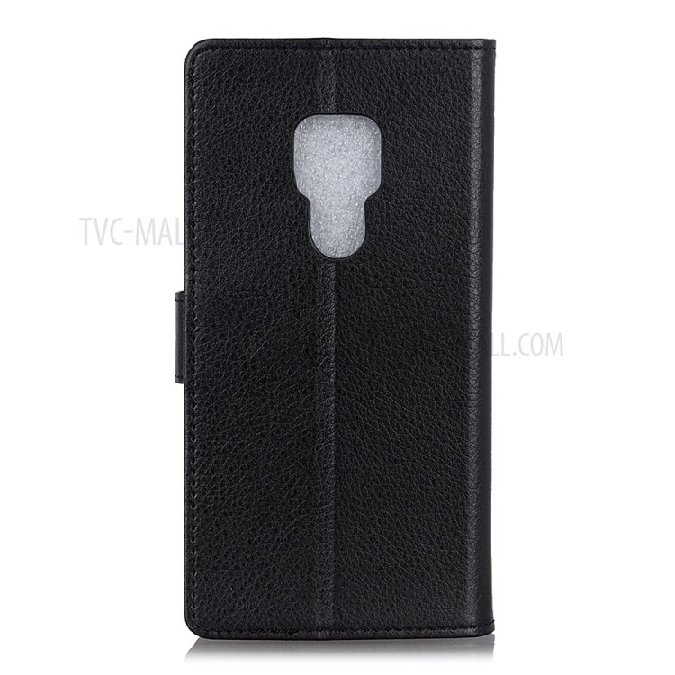 Phone Shell Litchi Skin Leather Wallet Stand Case for Motorola Moto G9 Play - Black-3