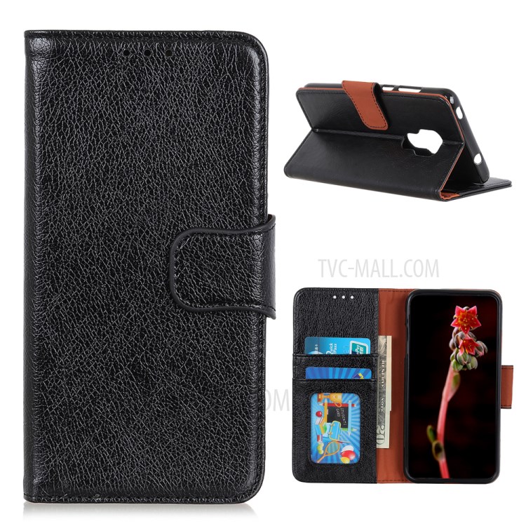 Nappa Texture Split Leather Cover for Motorola Moto G9 Play - Black-1