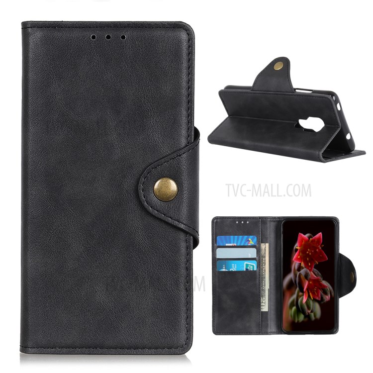 With Wallet Leather Cover for Motorola Moto G9 Play - Black-1