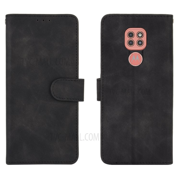 Skin-touch Protector Wallet Stand Leather Cover for Motorola Moto G9 Play/G9 (India) - Black-2