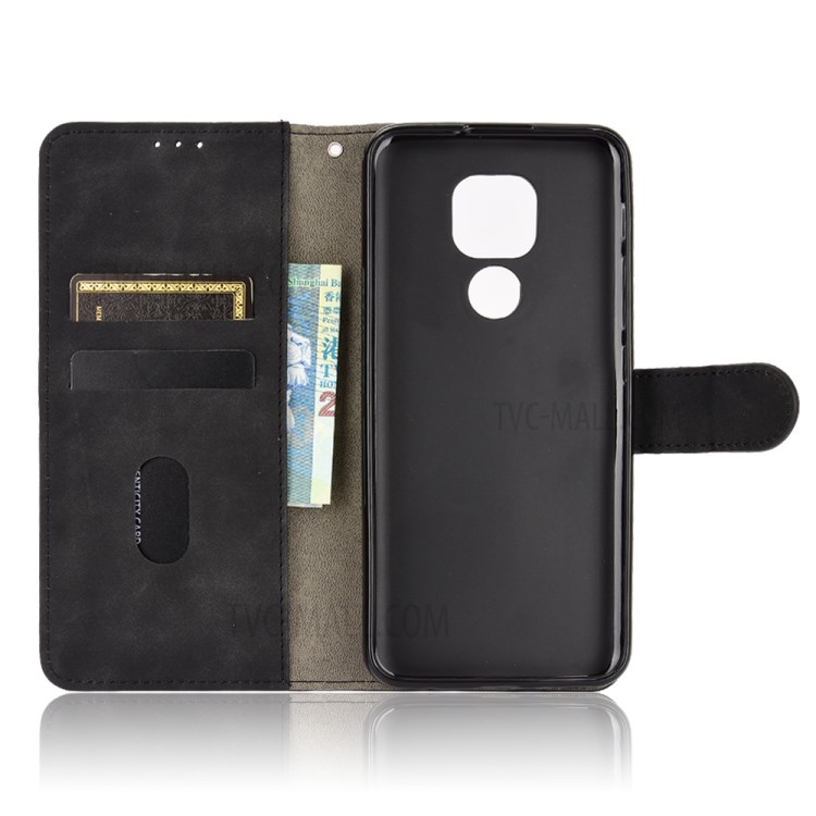 Skin-touch Protector Wallet Stand Leather Cover for Motorola Moto G9 Play/G9 (India) - Black-5