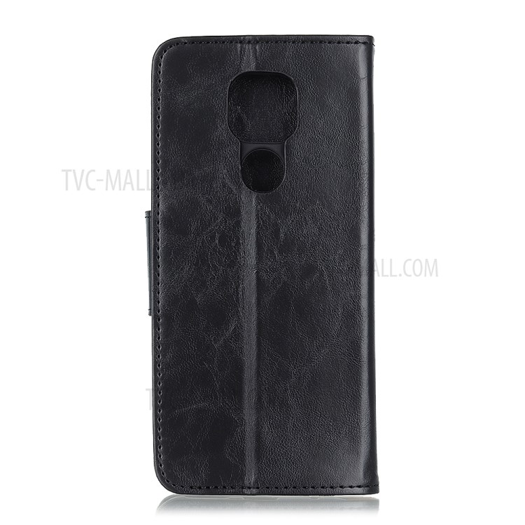 Crazy Horse Texture Wallet Split Leather Shell for Motorola Moto G9 Play - Black-3