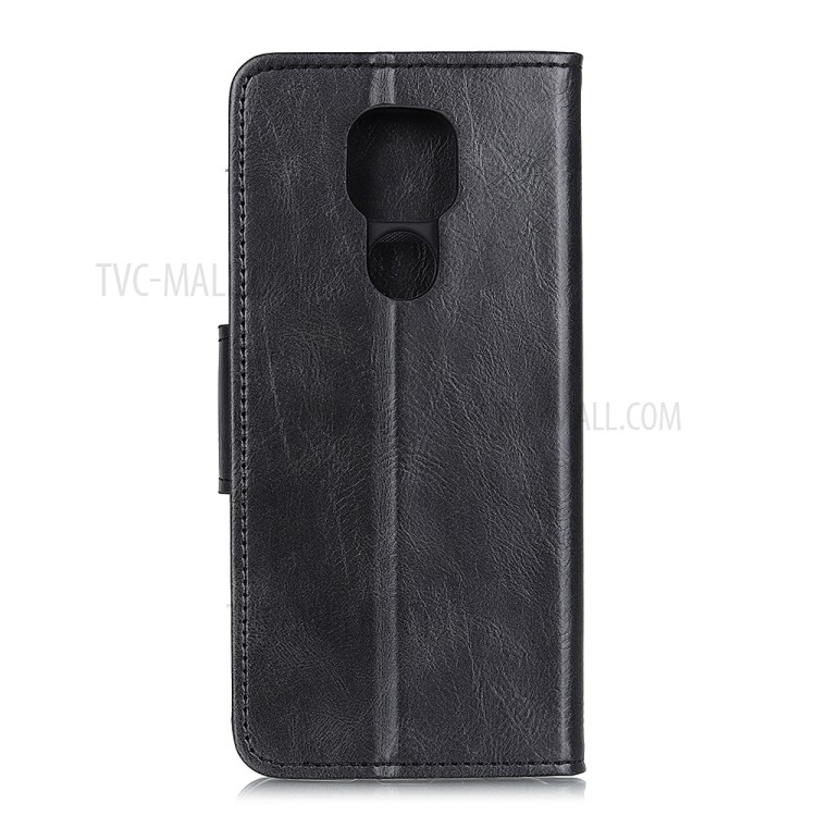 Crazy Horse PU Leather Wallet Stand Phone Shell for Motorola Moto G9 Play - Black-3