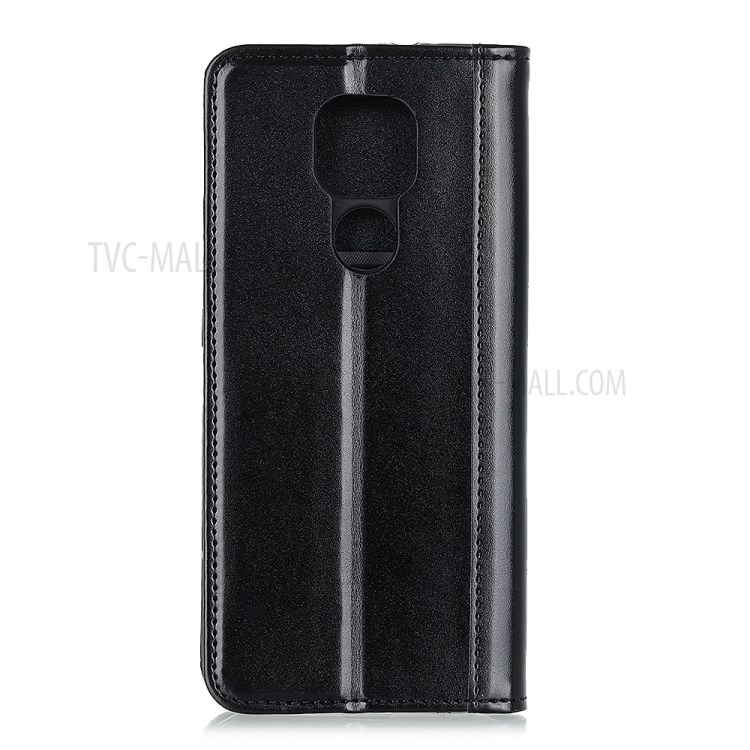 Auto-absorbed Split Leather with Wallet Case for Motorola Moto G9 Play - Black-3