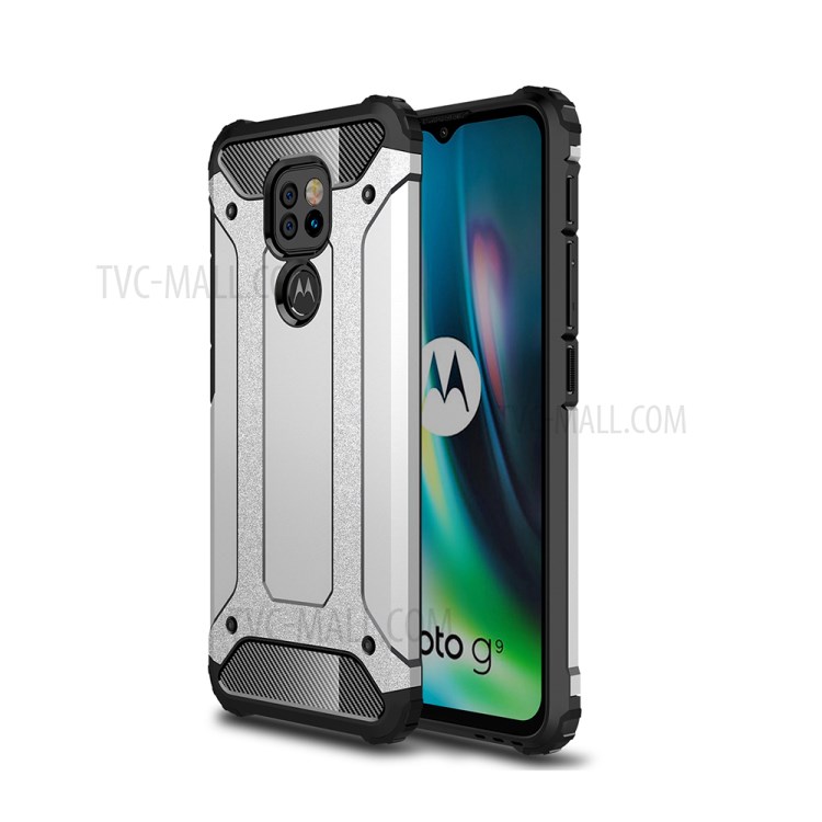 Armor Guard PC + TPU Hybrid Phone Case for Motorola Moto G9 Play - Silver-1