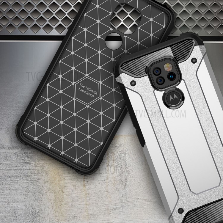 Armor Guard PC + TPU Hybrid Phone Case for Motorola Moto G9 Play - Silver-10