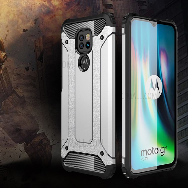 Armor Guard PC + TPU Hybrid Phone Case for Motorola Moto G9 Play - Silver-2