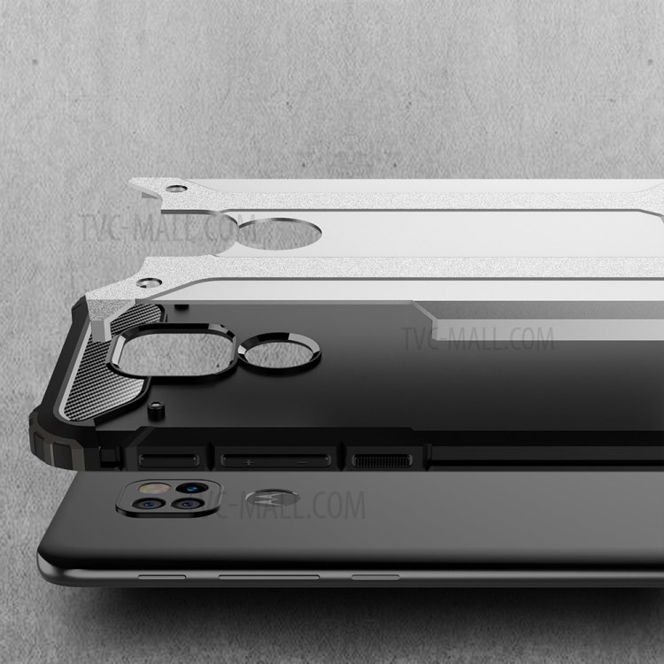 Armor Guard PC + TPU Hybrid Phone Case for Motorola Moto G9 Play - Silver-4