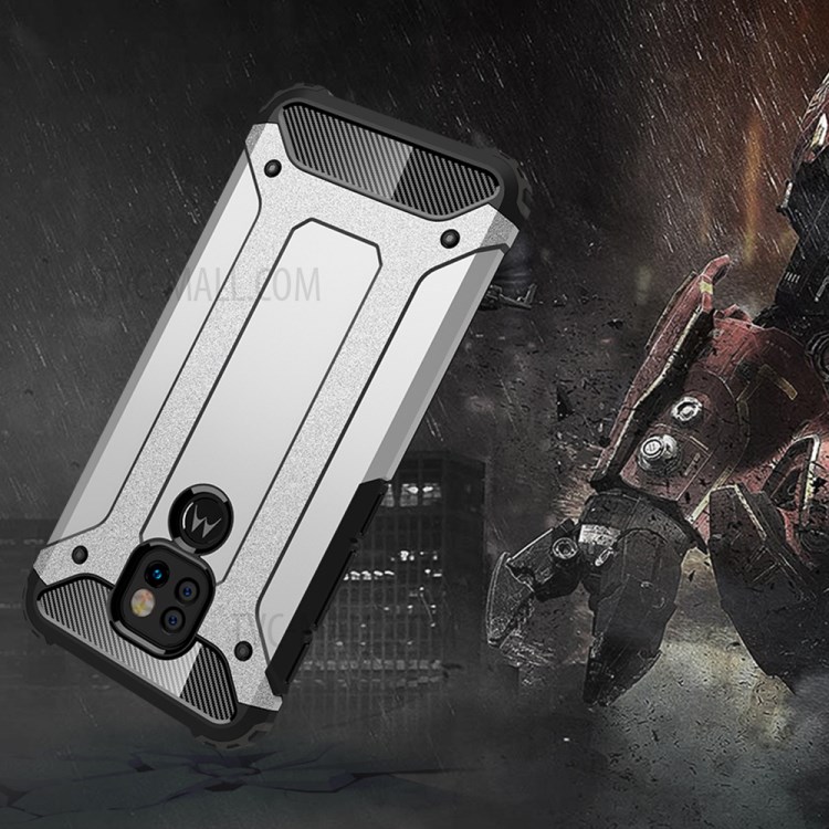 Armor Guard PC + TPU Hybrid Phone Case for Motorola Moto G9 Play - Silver-8
