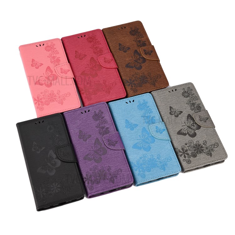 Imprint Butterfly Flower Leather Case for LG Velvet - Black-7