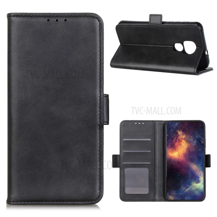 Magnetic PU Leather Phone Case for Motorola Moto G9 Play - Black-1