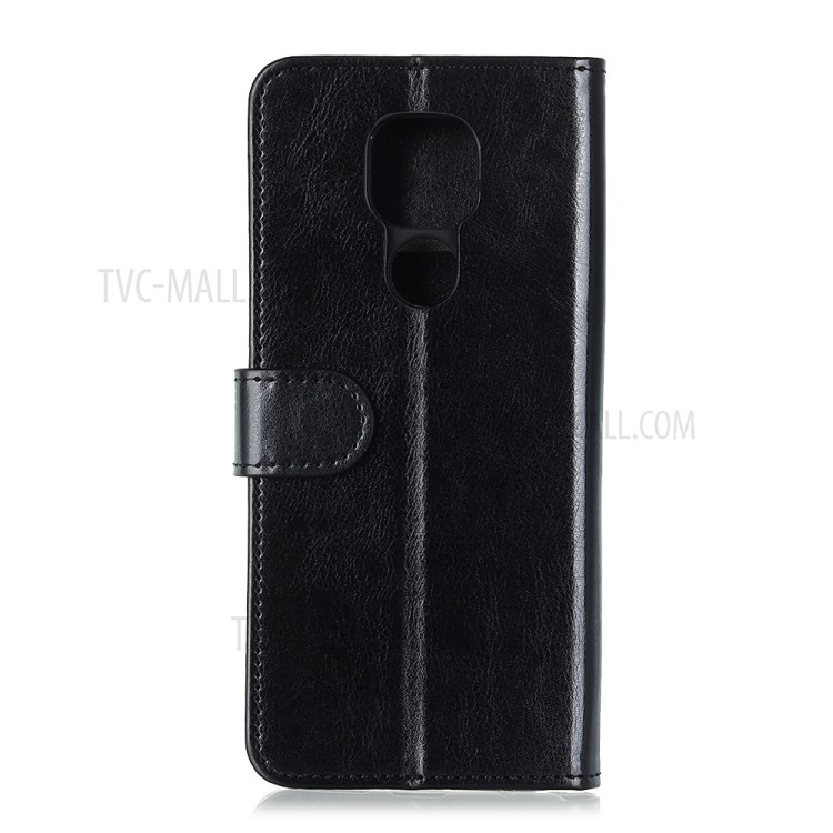 Crazy Horse Skin Leather Wallet Stand Case for Motorola Moto G9 Play - Black-2