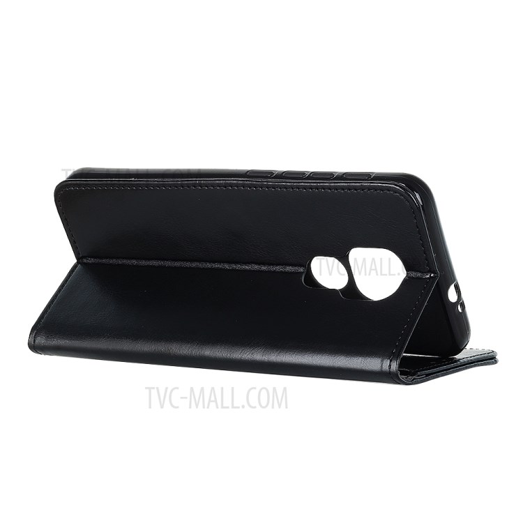 Crazy Horse Skin Leather Wallet Stand Case for Motorola Moto G9 Play - Black-3