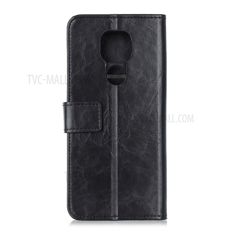 Textured Wallet Stand Leather Protective Case Shell for Motorola Moto G9 Play - Black-2