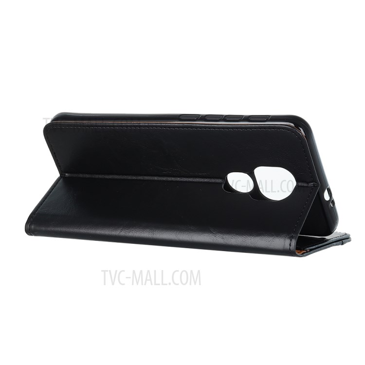 Textured Wallet Stand Leather Protective Case Shell for Motorola Moto G9 Play - Black-3