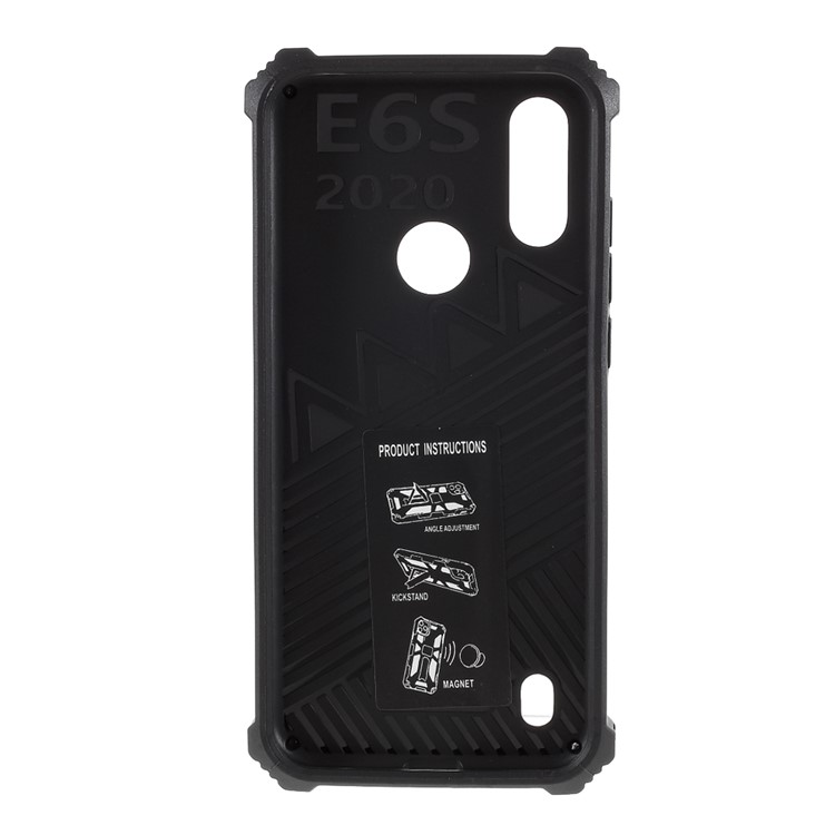 Armor PC TPU Shell with Magnetic Metal Sheet for Motorola Moto E6s (2020) - Black-3
