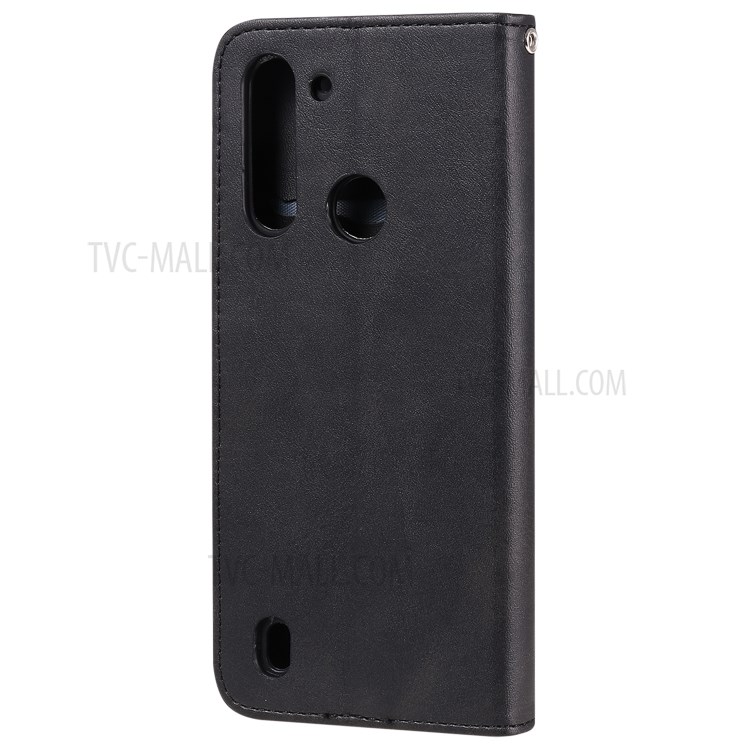 Zipper Pocket Wallet Leather Stand Cover Case for Motorola Moto G8 Power Lite - Black-4