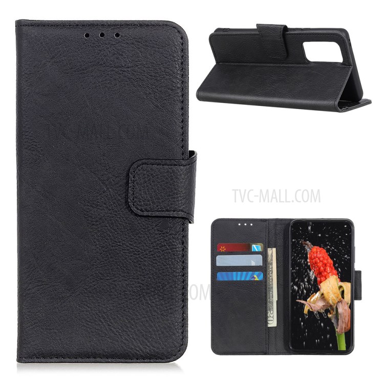 Litchi Texture Wallet Leather Mobile Phone Cover for Motorola Moto G9 Plus - Black-1