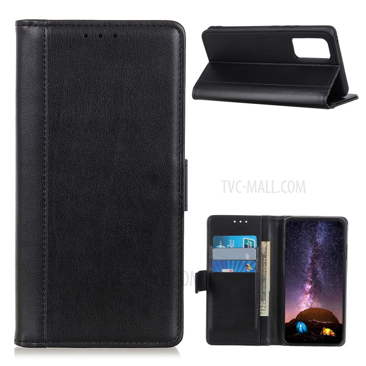 Protective Wallet Stand Leather Cell Phone Case for Motorola Moto G9 Plus - Black-1