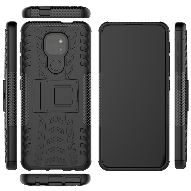 Anti-slip PC + TPU Combo Case with Kickstand for Motorola Moto G9 Play - Black-3