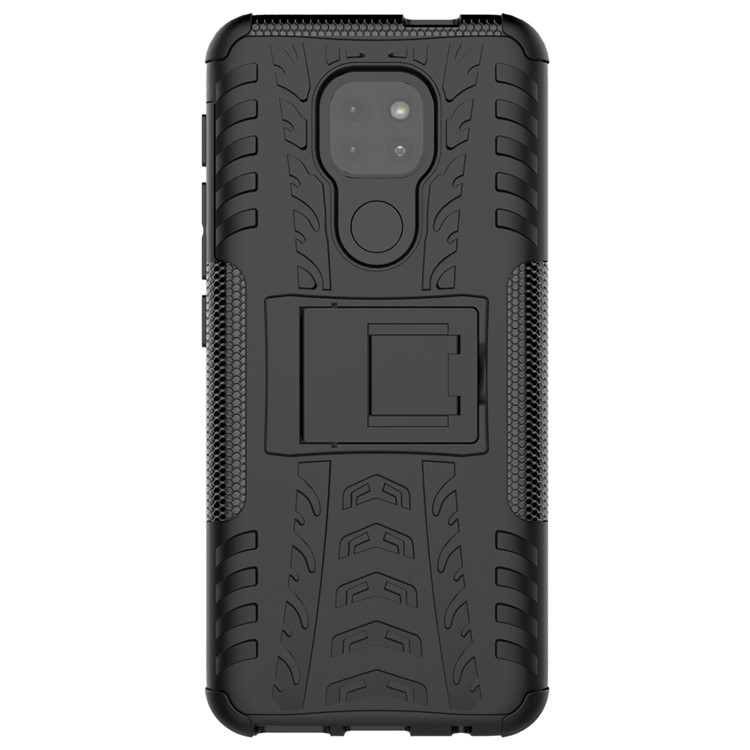 Anti-slip PC + TPU Combo Case with Kickstand for Motorola Moto G9 Play - Black-4